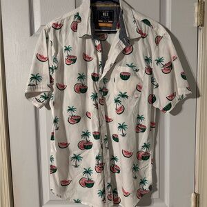 White Tropical Print Men's Shirt
